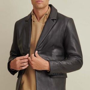 Vance black leather blazer- Wilson’s leather